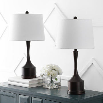 Cooper 26" Classic French Country Iron LED Table Lamp with USB Charging Port - JONATHAN Y